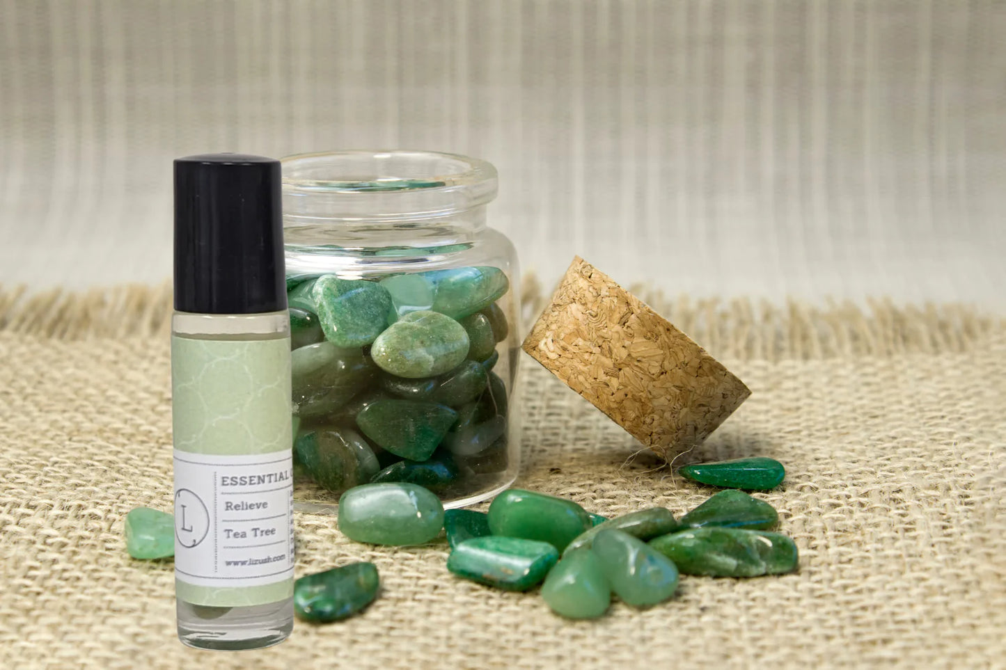 Set of Essential Oils Roll-On with Crystals and CBD (THC free)