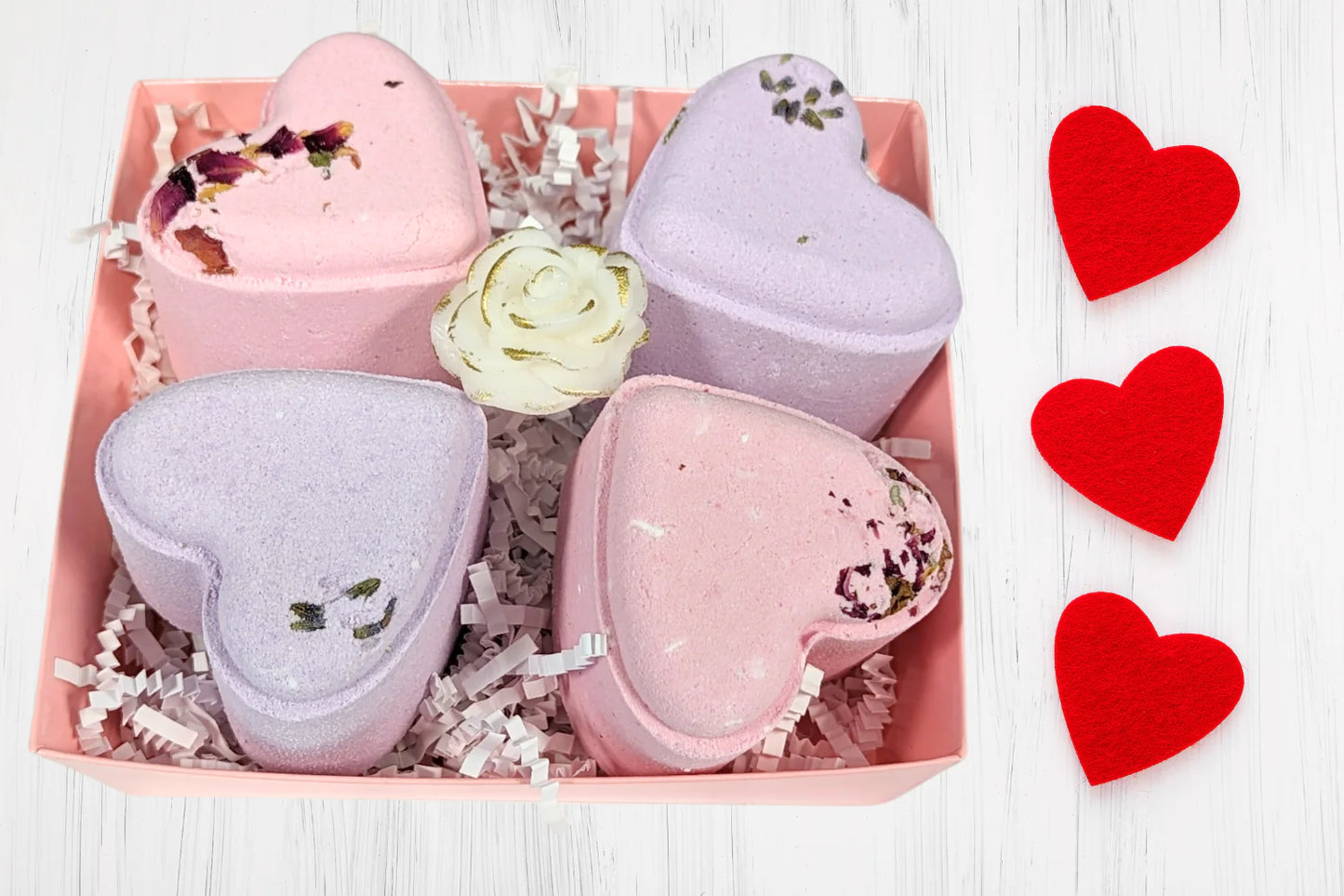 SUNE exclusive - Heart Shaped Shower Steamers Gift Box, Set of 4 Shower Steamers Package